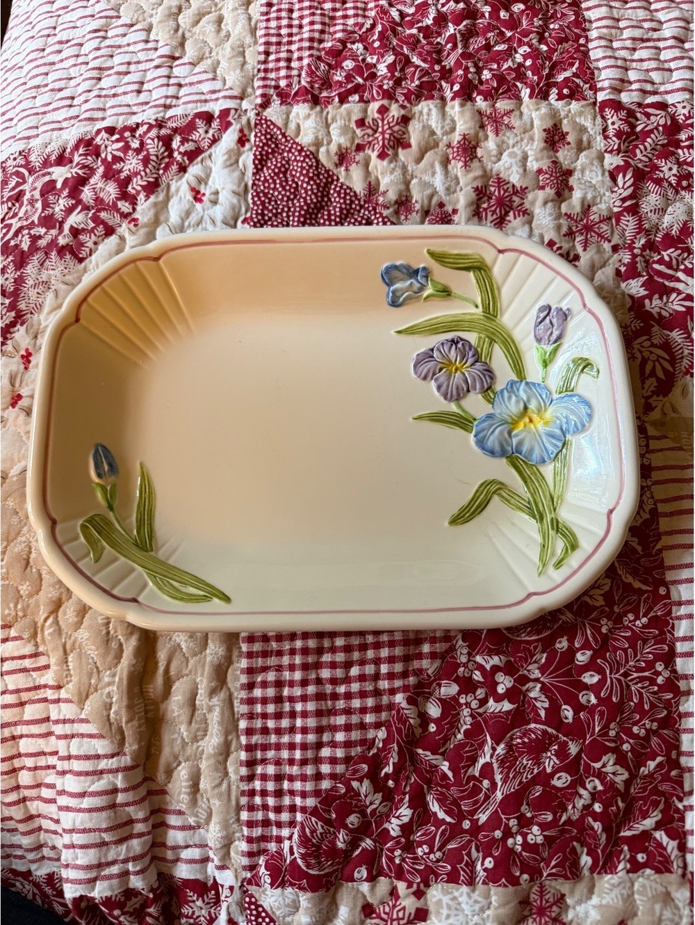 Vintage Floral Ceramic Serving Platter